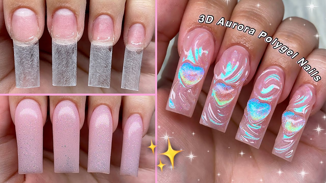 3D AURORA CHROME POLYGEL NAILS✨ 3D CHROME NAIL ART & ABSTRACT NAIL DESIGN | Nail Tutorial