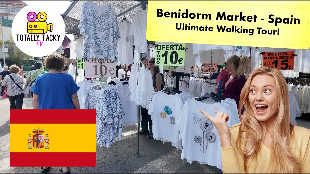 Bargains!! Benidorm Wednesday & Sunday Market Alicante Spain Walking Tour ASMR 4K