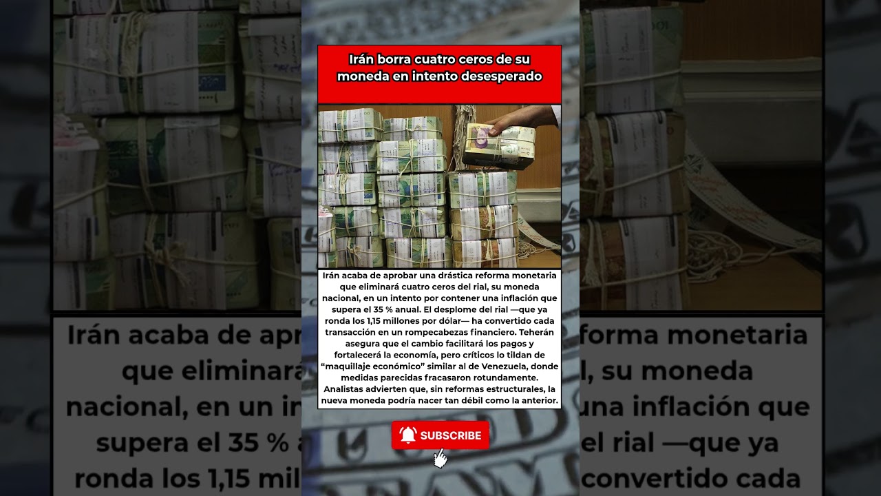 Ir&aacute;n elimina ceros de su moneda tras colapso del rial #Ir&aacute;n #Econom&iacute;a #Inflaci&oacute;n #Crisis