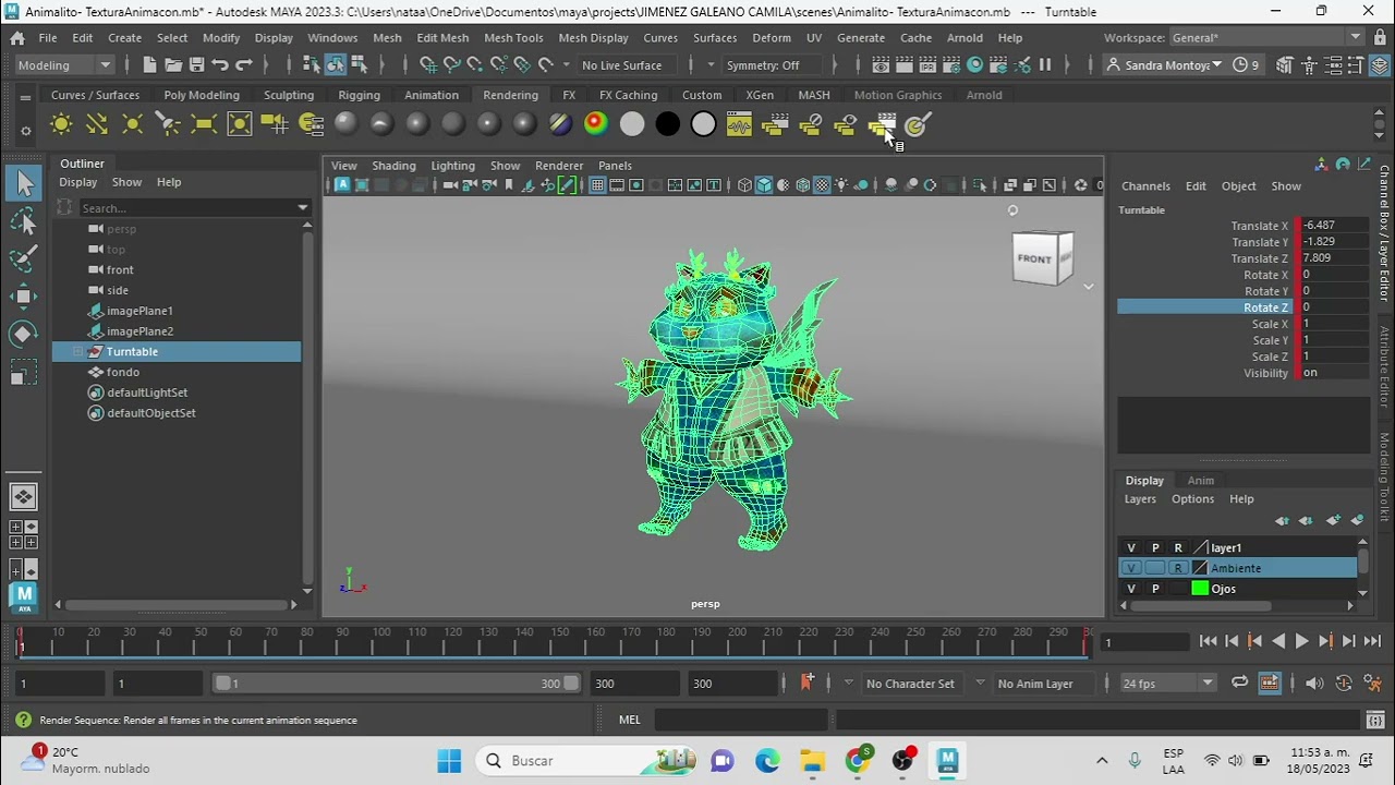 Exportar secuencia de imágenes de una animación. Maya  Render Sequence