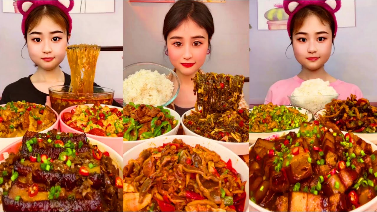 Chinese Street Food Mukbang Braised Pork Belly and Curry Rice Challenge \\\ ASMR EATING!