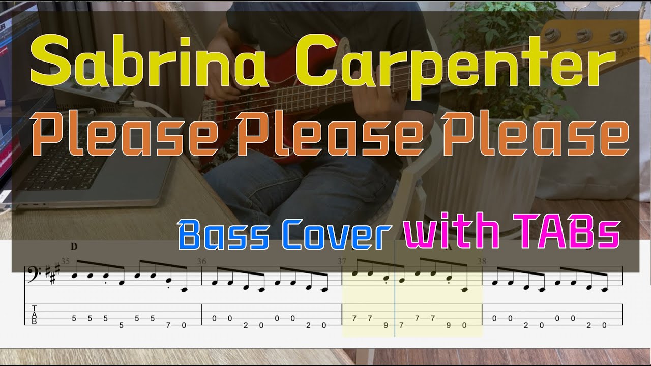 Sabrina Carpenter  please Please Please Bass Cover with Tabs