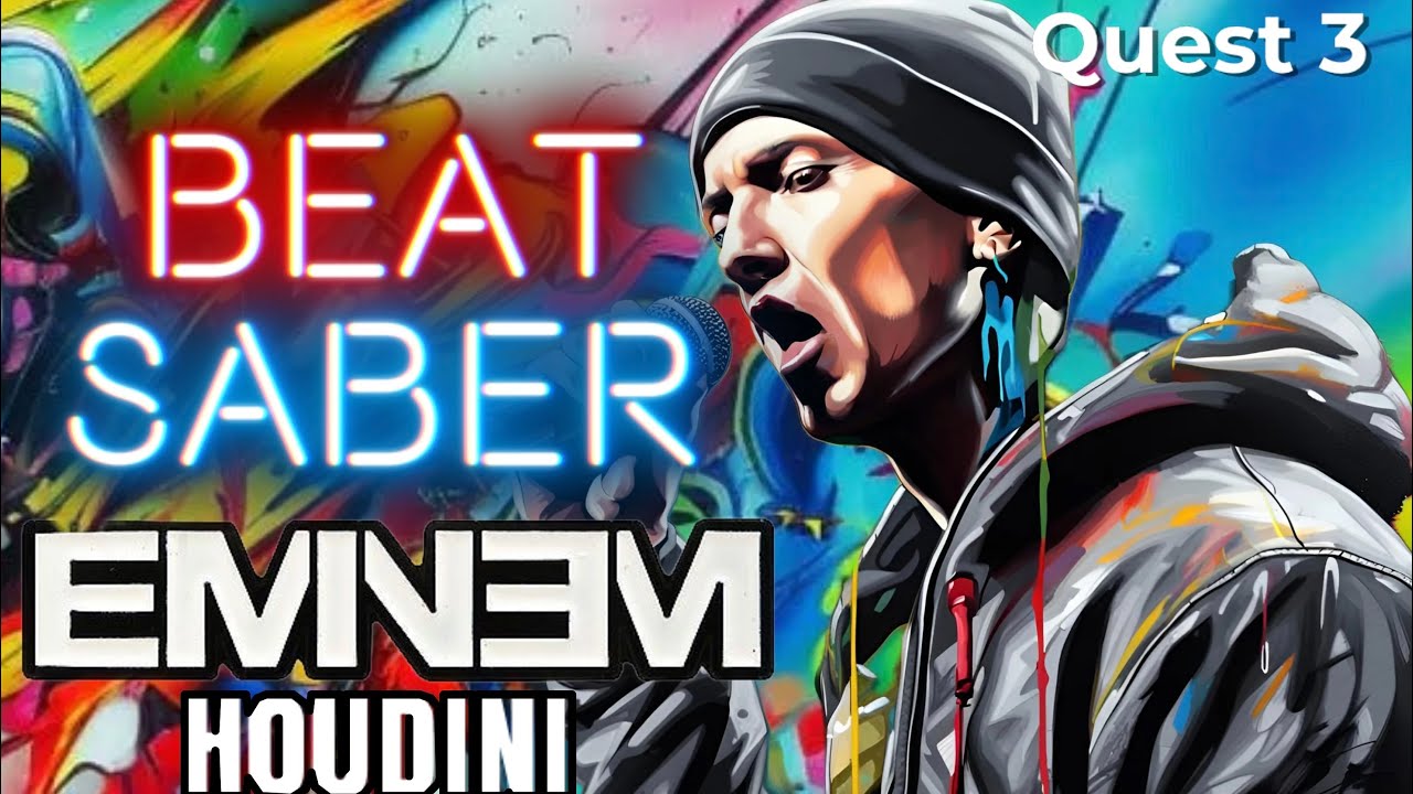 Beat Saber - Meta Quest 3 - Shock Drop - Eminem Houdini - First Attempt on Hard