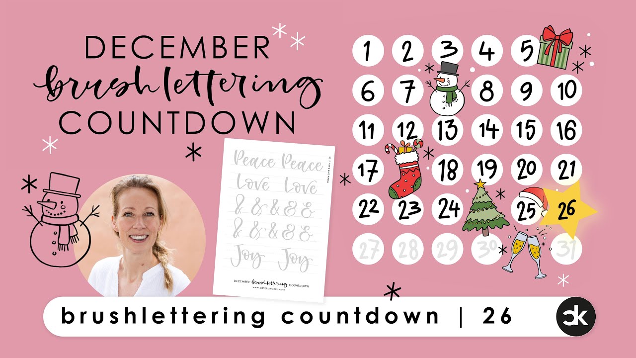 26 December Brushlettering Countdown | 26 Peace, Love & Joy - blenden met Tombow brushpennen