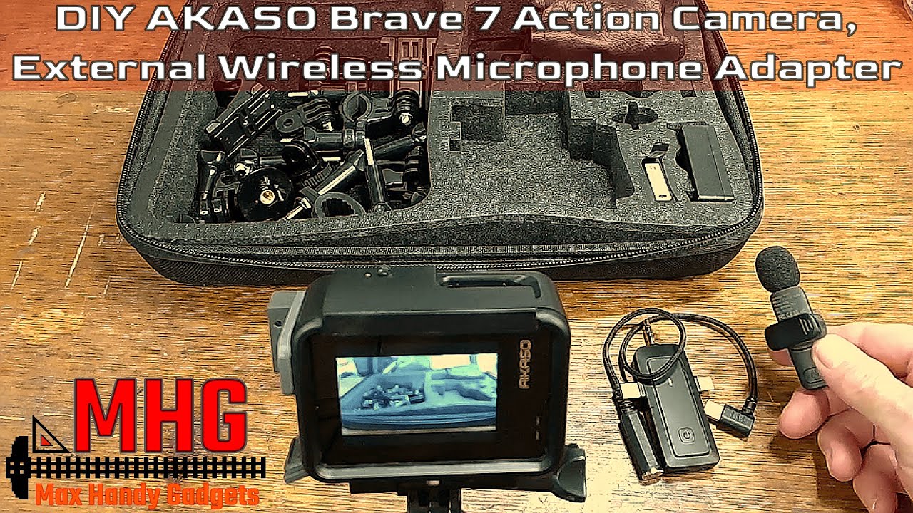 DIY AKASO Brave 7 Action Camera, External Wireless Microphone Adapter