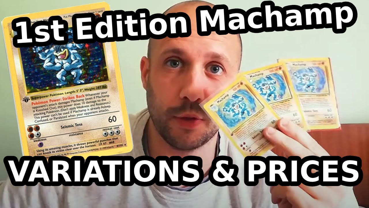 All 6 Base Set 1st Edition Machamp variations, Shadowless, Holo, Cosmos