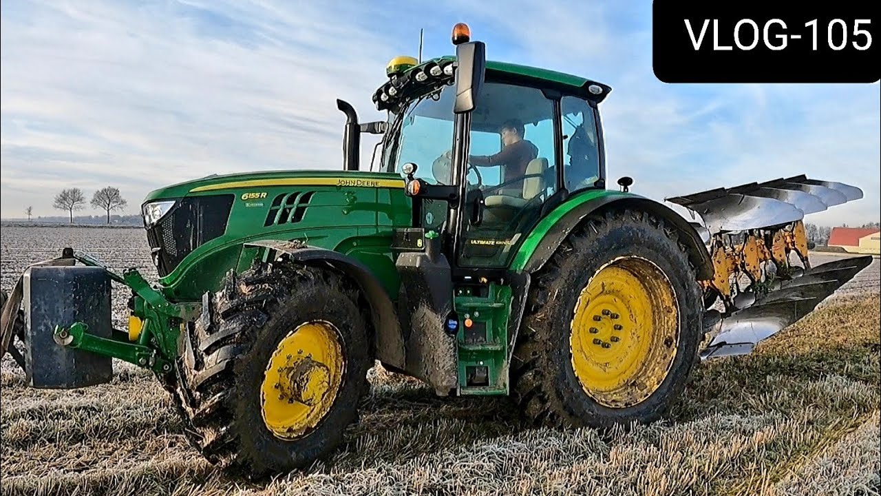 FARMVLOG #105 ploegen met John Deere 6155 R, big bags vullen