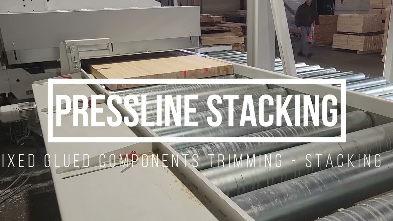 ErgoTak double end trimming, vacuum stacking line for fixed glued windows components