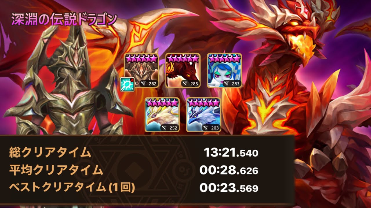 ドラゴン深淵最新パテ　確定無事故　無課金高速　#サマナーズウォー