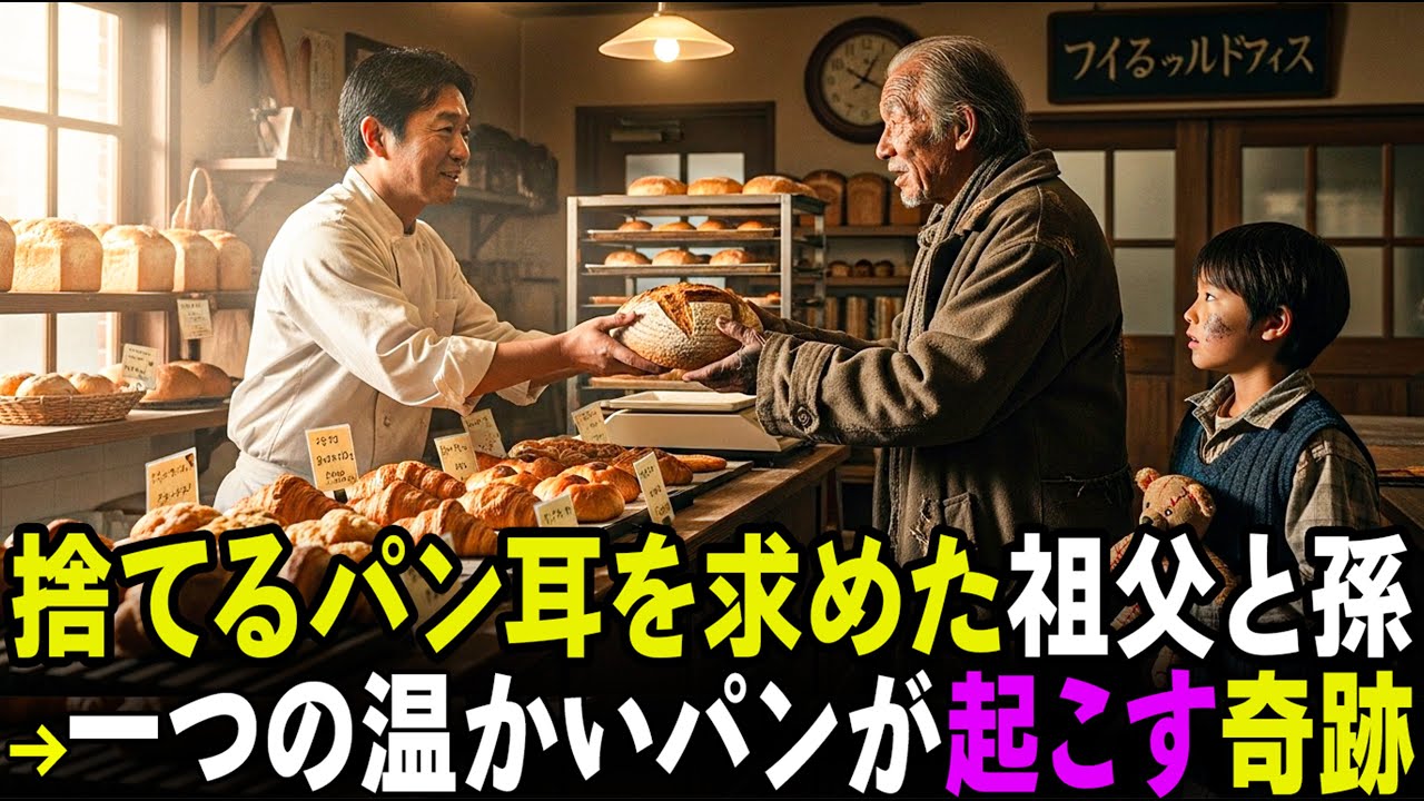 倒産寸前のパン屋に、空腹でホームレスの祖父と孫が来店──「捨てるパンの耳でもいいのでください」と頼まれた。しかし店主は“焼きたての大きな食パン”を手渡した…数日後、町中がざわつくほどの出来事が起きた。