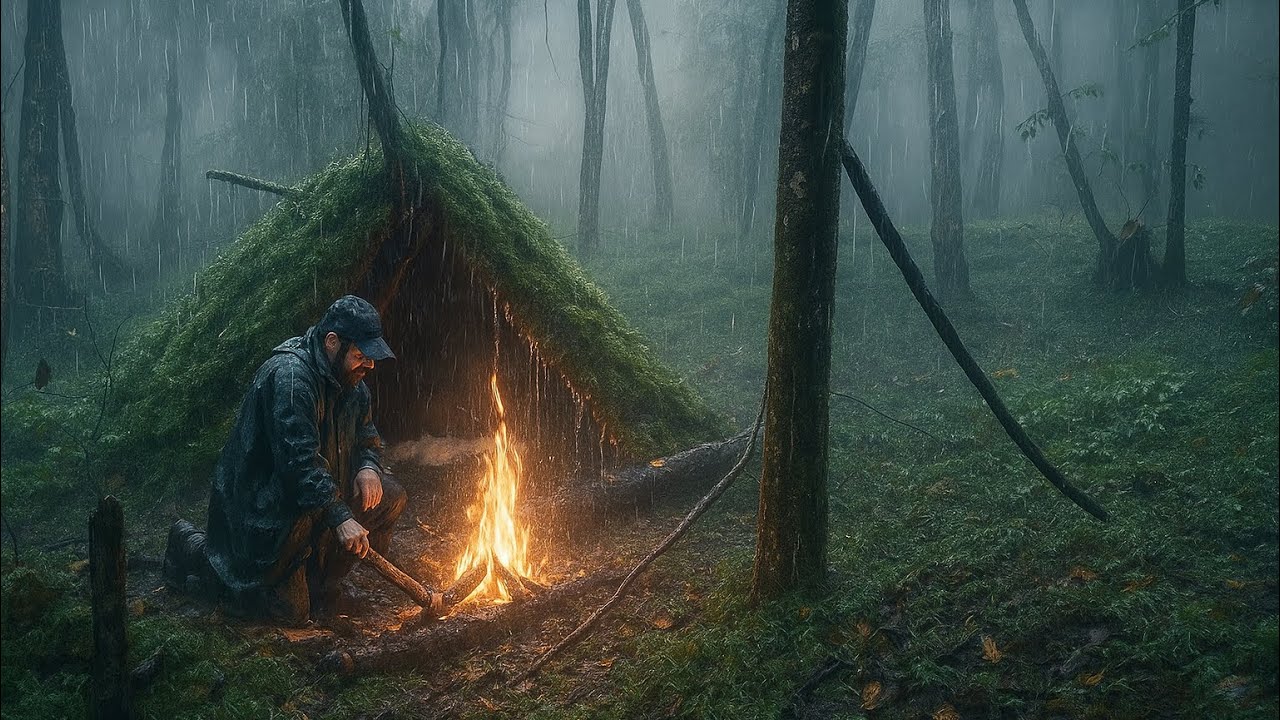 CAMPING HEAVY RAIN in the forest || RELAXING CAMPING HEAVY RAIN