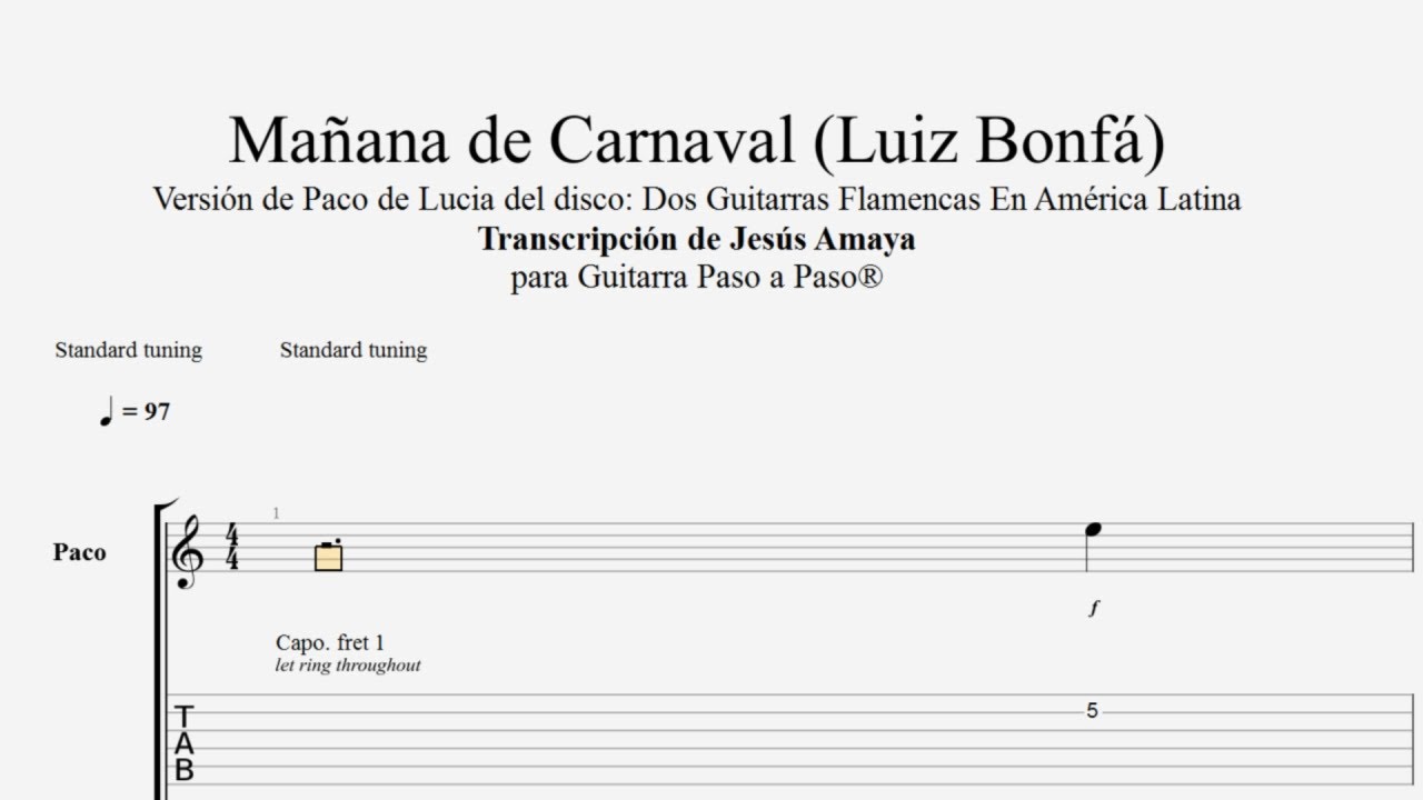 Mañana de Carnaval - P. de Lucía- Tablatura por Jesús Amaya...