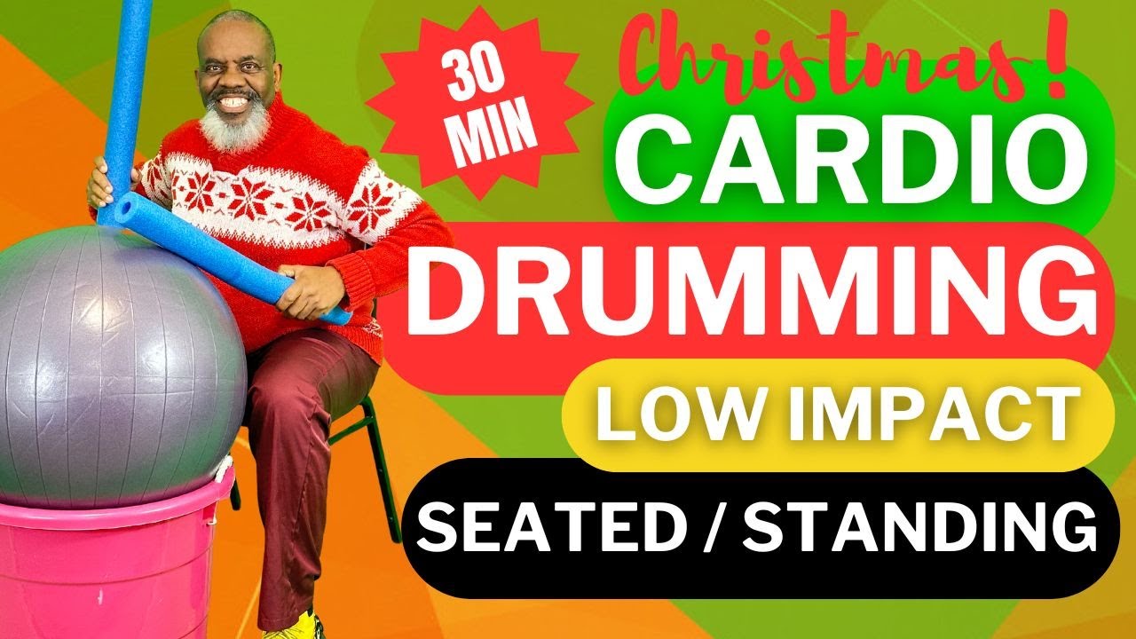 Fun Uplifting Senior Cardio Drumming Christmas Workout | Sit or Stand