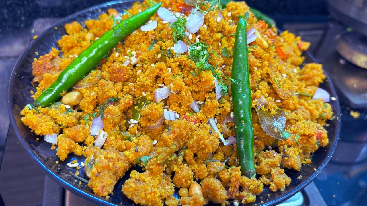 विदर्भ स्पेशल उकडपेंडी|उखळपेंडी रेसिपी| ukadpendi| mix flour upama |health breakfast recipes 👌