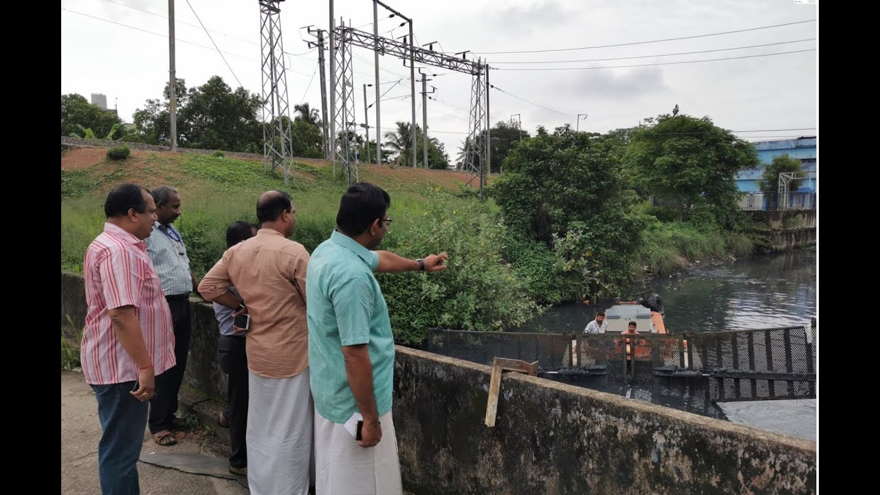 Desilting of Perandoor canal using silt pusher as part of the water resources restoration programme.
