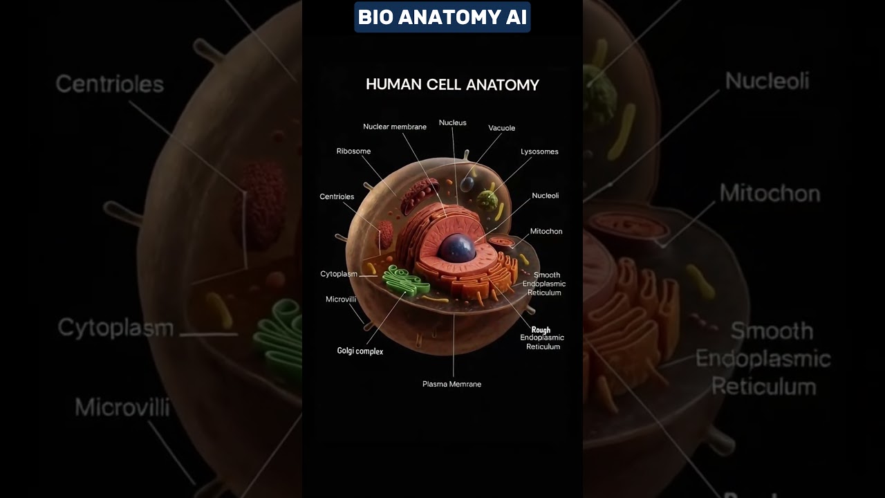 Human Cell Anatomy |Organelles & Functions in 3D# cellbiology#humanbiology #3danimation #cell#shorts