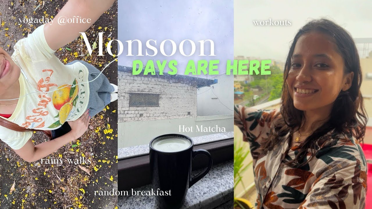 VLOG!! 5 am mornings, rainy day walks, yoga day at office, more matcha 🍵 🌦️🎀