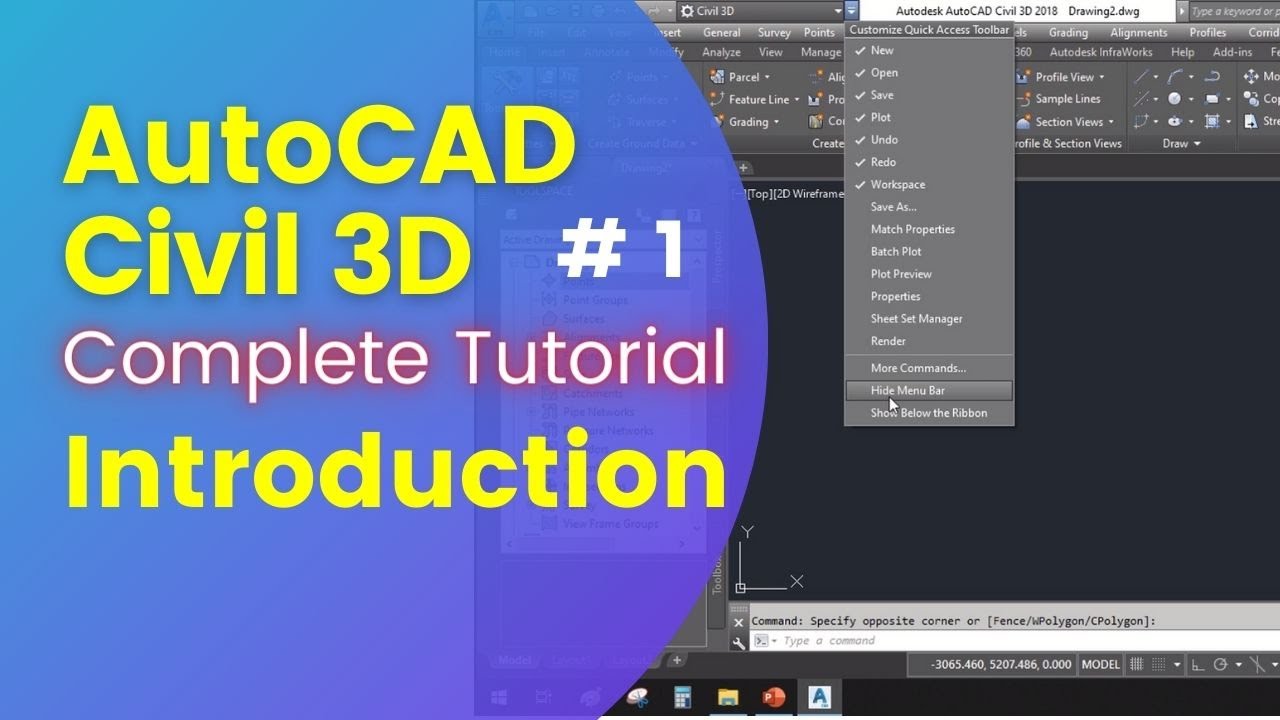 1 Introduction to AutoCAD Civil 3D | Tutorial Complete Training Videos With Working Files