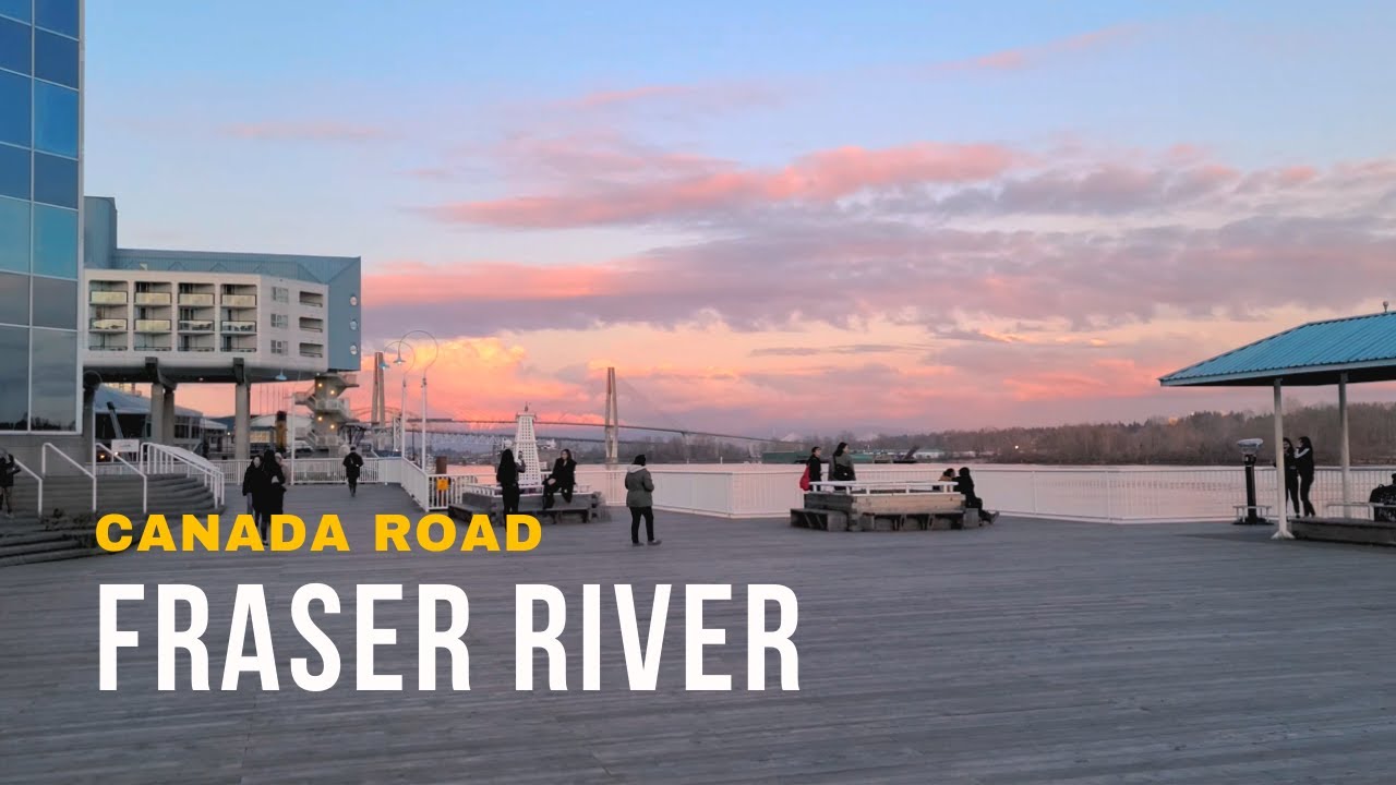 [4K] Fraser River New Westminster BC Canada - Street Walking TourㅣCanada road, 4K Virtual Tour