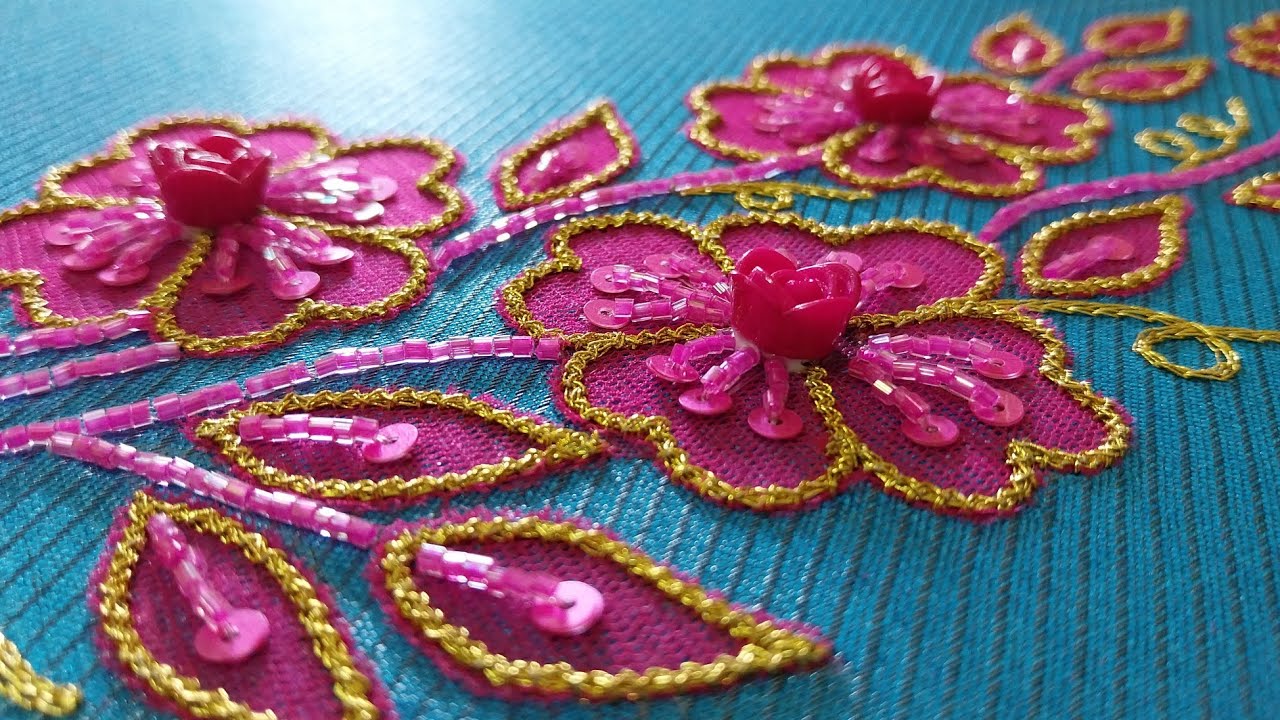 Elegant & unique patch work blouse design / netted patch flowers tutorial for beginners
