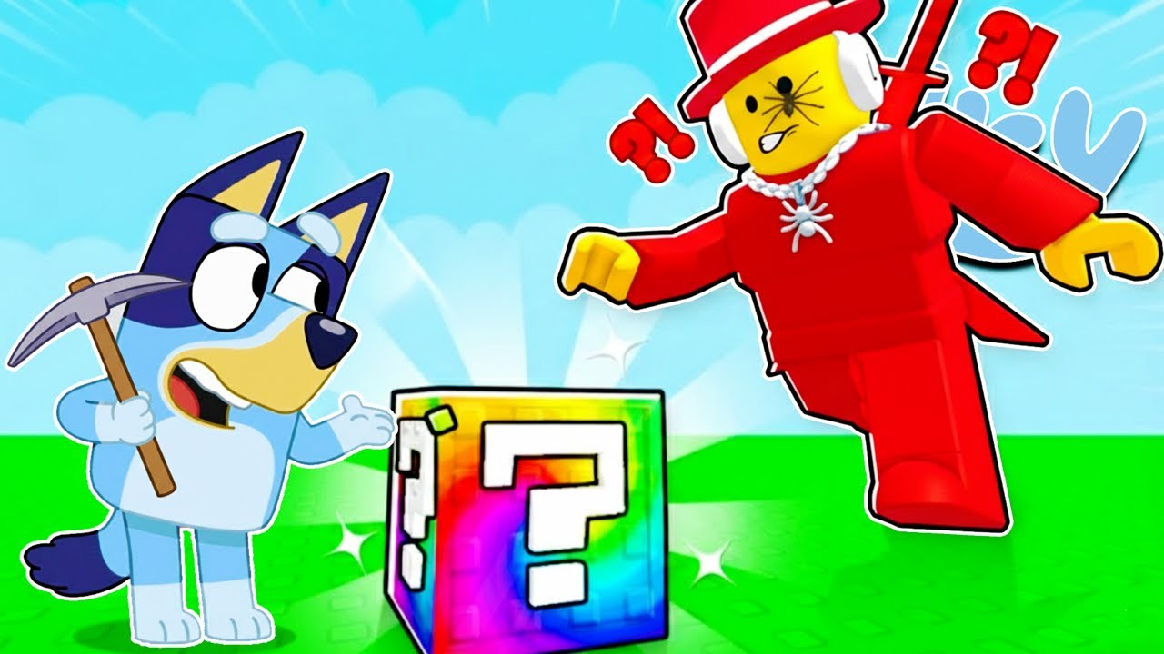 BLUEY ROMPE LUCKYBLOCKS para ENCONTRAR los BRAINROTS mas FUERTES | Las Aventuras de BLUEY en ROBLOX!