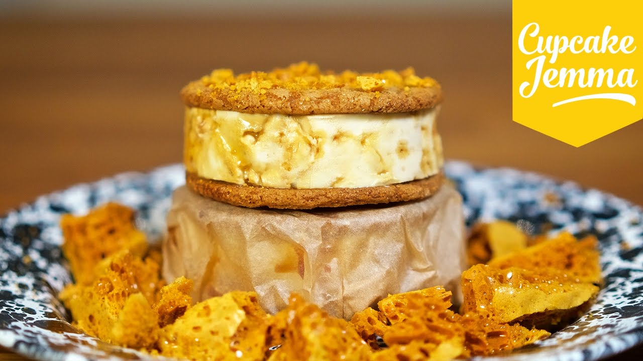 How to Make a Ginger Honeycomb Ice Cream Sandwich | Cupcake Jemma