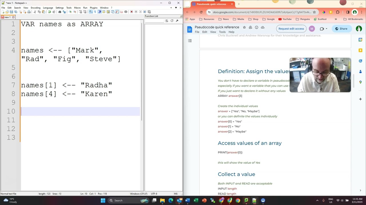 Array in Pseudocode