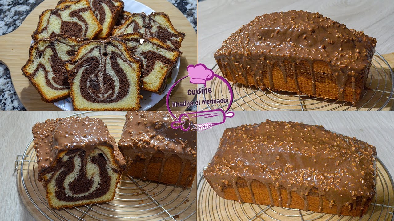 cake marbré/كيك رخامي بالشكلاط والفانيلا بكلاصاج فيريرو شكل راقي ومداق رائع خفيف وطالع بمكونات بسيطة