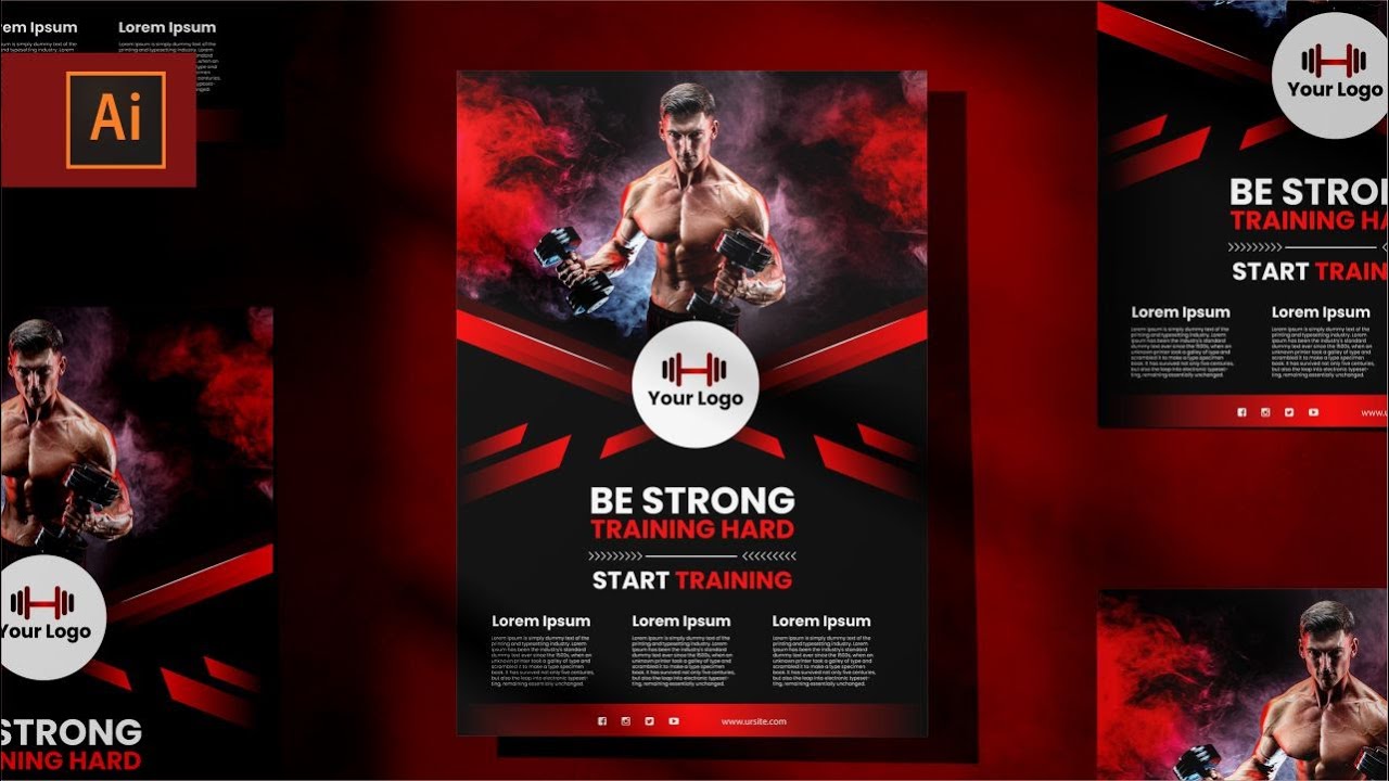 Gym Poster Design in Illustrator Tutorial I Illustrator Tutorial I Flyer Design I Advertising Design