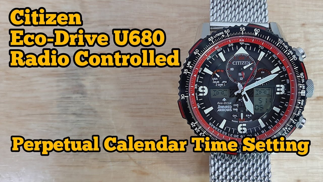 How to Set Time on Citizen Eco-Drive U680 Radio Controlled Perpetual Calendar | Citizen Time Setting
