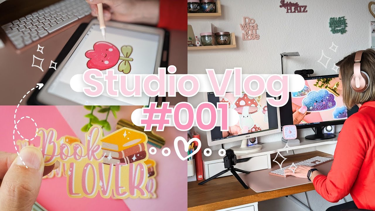 ✨ Studio Vlog #1 | Drawing Process, packaging orders and starting my small business sticker shop🌸