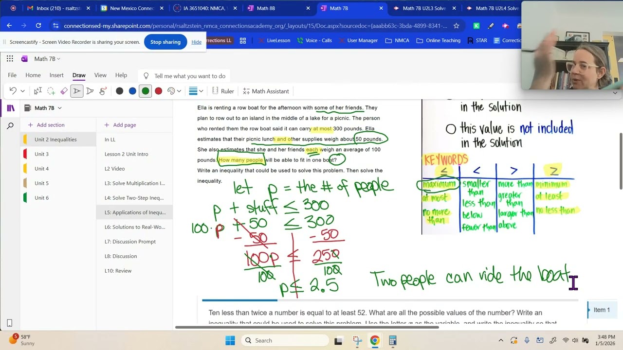 Math 7B U2L5 Applications of Inequalities
