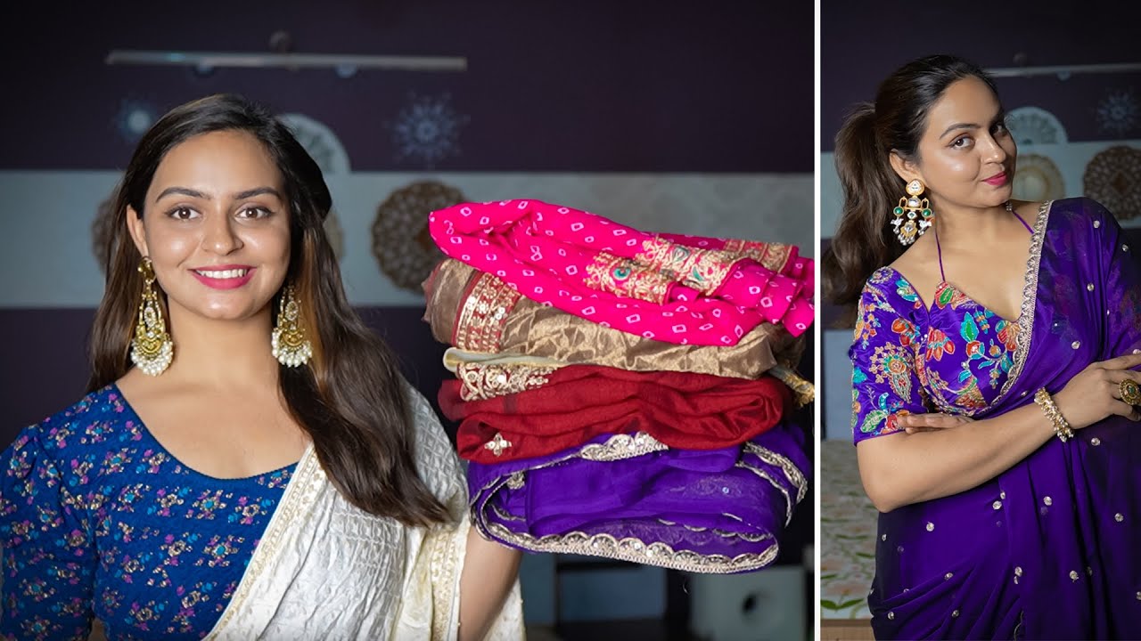 Amazon Partywear Sarees & Blouse Styling + Try-on #amazon #fashion #sarees