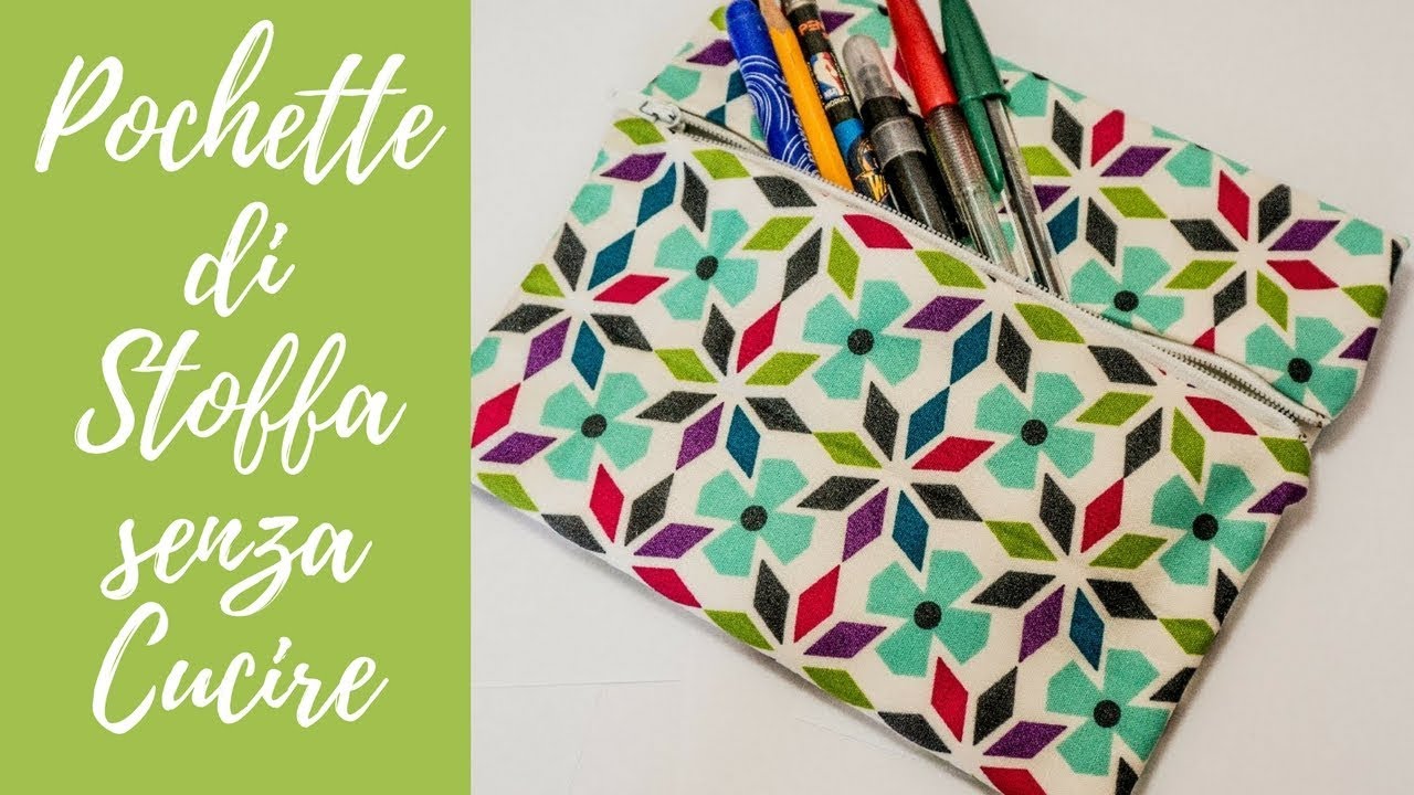 Tutorial: Pochette di Stoffa Senza Cucire (ENG SUBS - DIY No Sew Case Fabric)