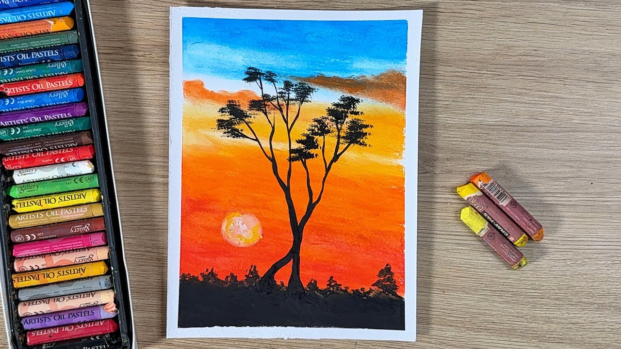 Step-by-Step Oil Pastel Tutorial: African Sunset 🌅 