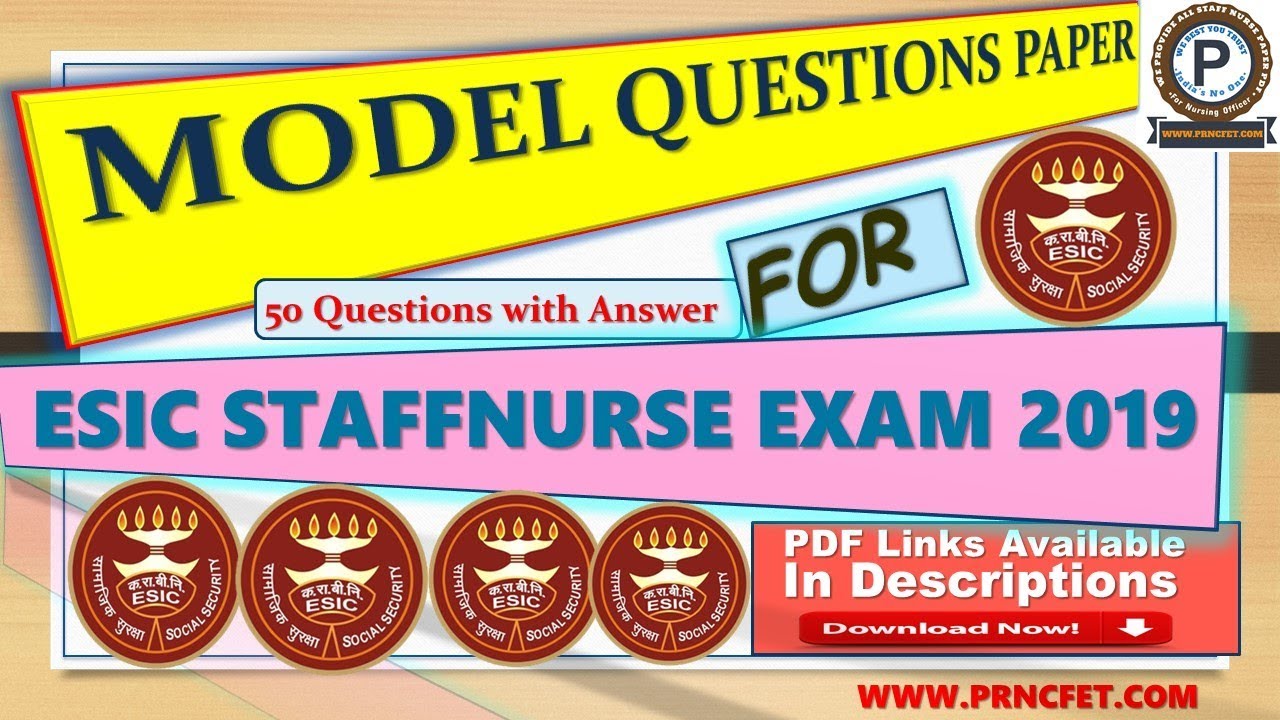ESIC Staff Nurse Exam| Model Paper For ESIC Exam| Staff Nurse MCQ| 