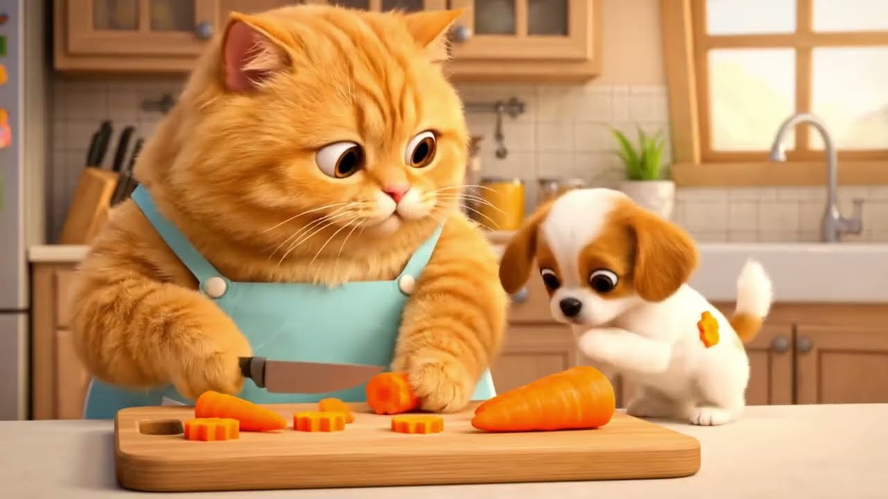 Big Cat & Little Puppy’s Funniest Day 😹🐶 | Silly 3D Cartoon for Kids | No-Talk Comedy