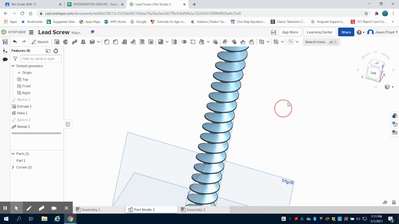 Lead Screw, Screw and Threading Onshape PLTW