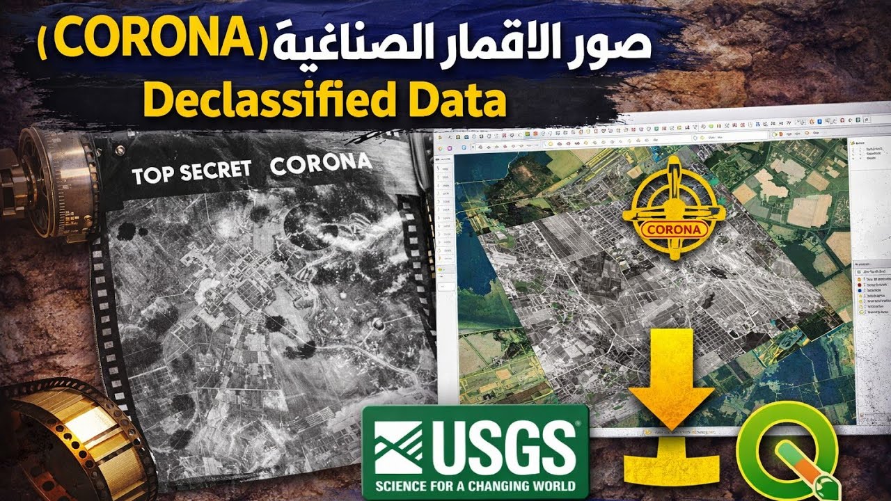 صور الأقمار الصناعية( CORONA )Declassified Data | تحميلها من USGS وإرجاعها جغرافيًا في QGIS 