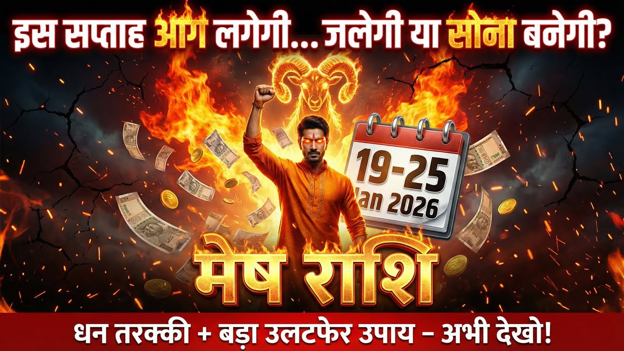 Mesh Rashi Saptahik Rashifal 19-25 January 2026 | ऊर्जा हाई, करियर में बड़ा ट्विस्ट! Chandra Rashi