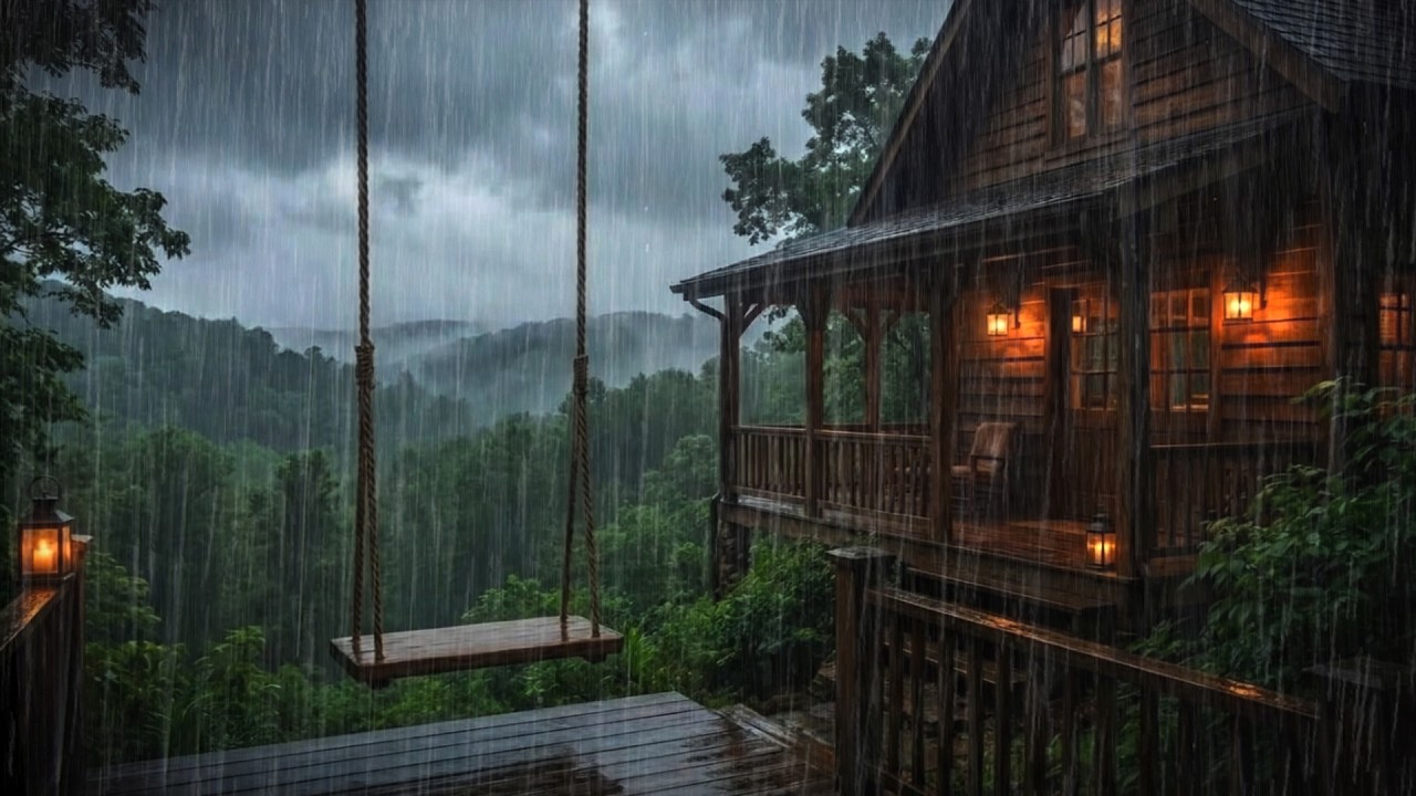 Rainy Night in Calm Forest Cabin 🌧 Quiet Rain For Deep Relax & Sleep