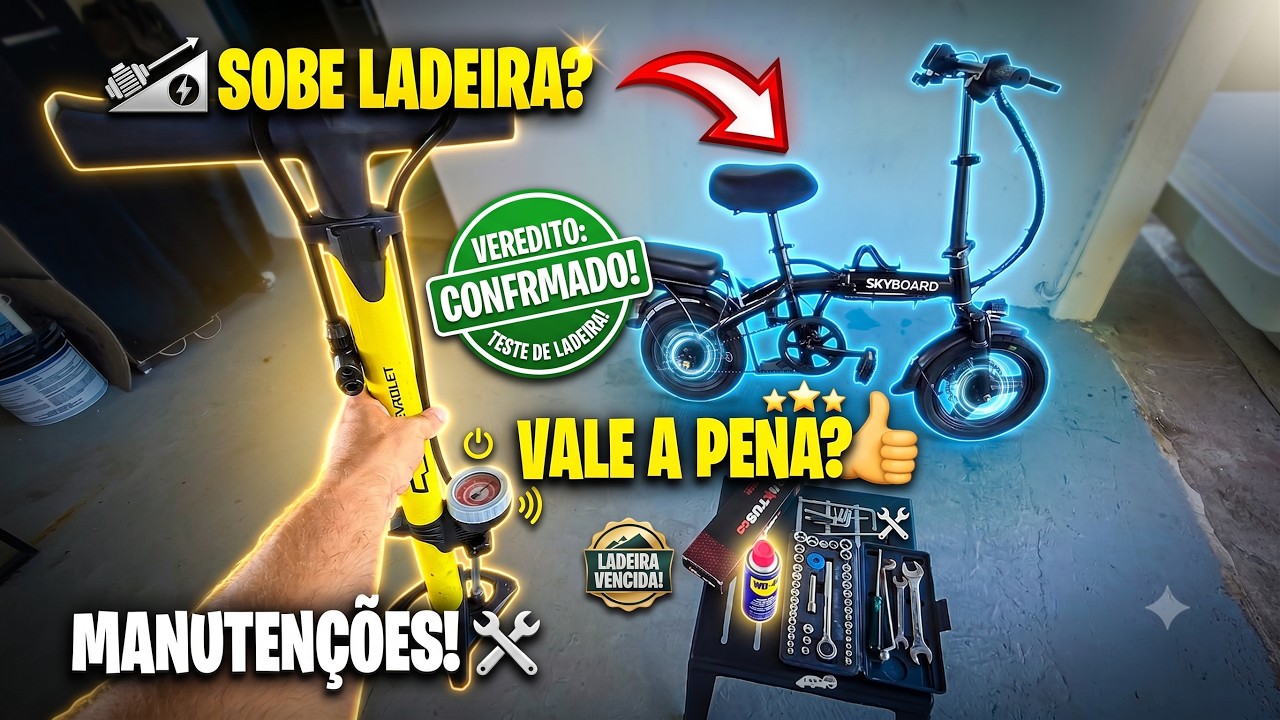 BICICLETA ELÉTRICA DOBRÁVEL - TESTE DE LADEIRA, MANUTENÇÕES e INFORMAÇÕES ÚTEIS!