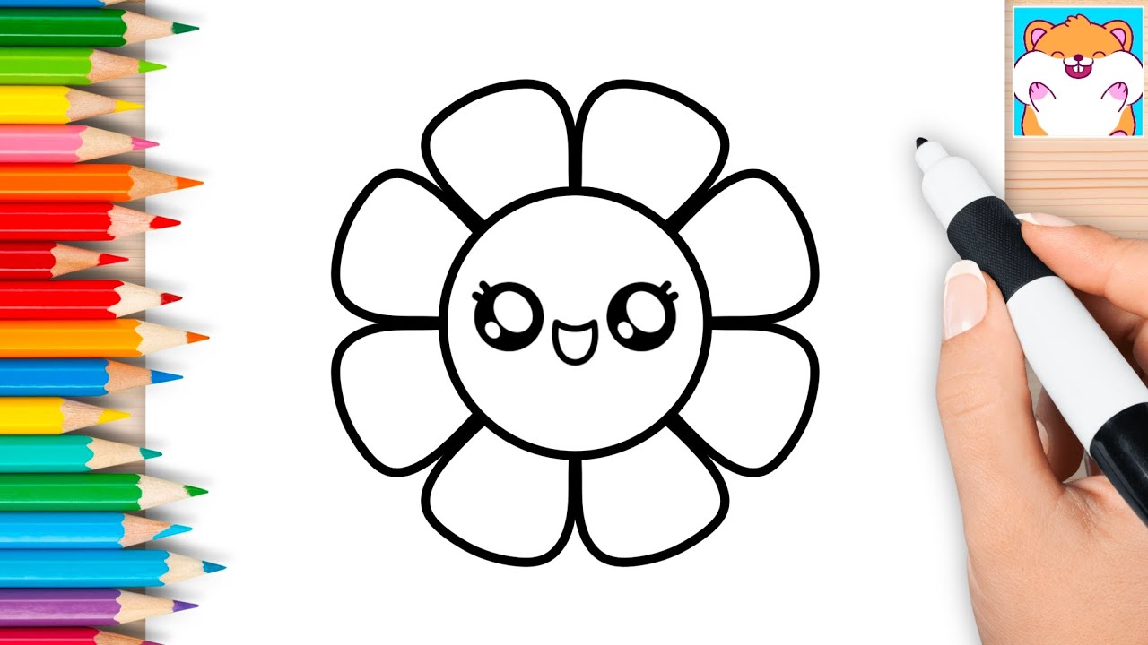 How to Draw Cute FLOWER - Easy Step by Step Drawing | HamHam Draw