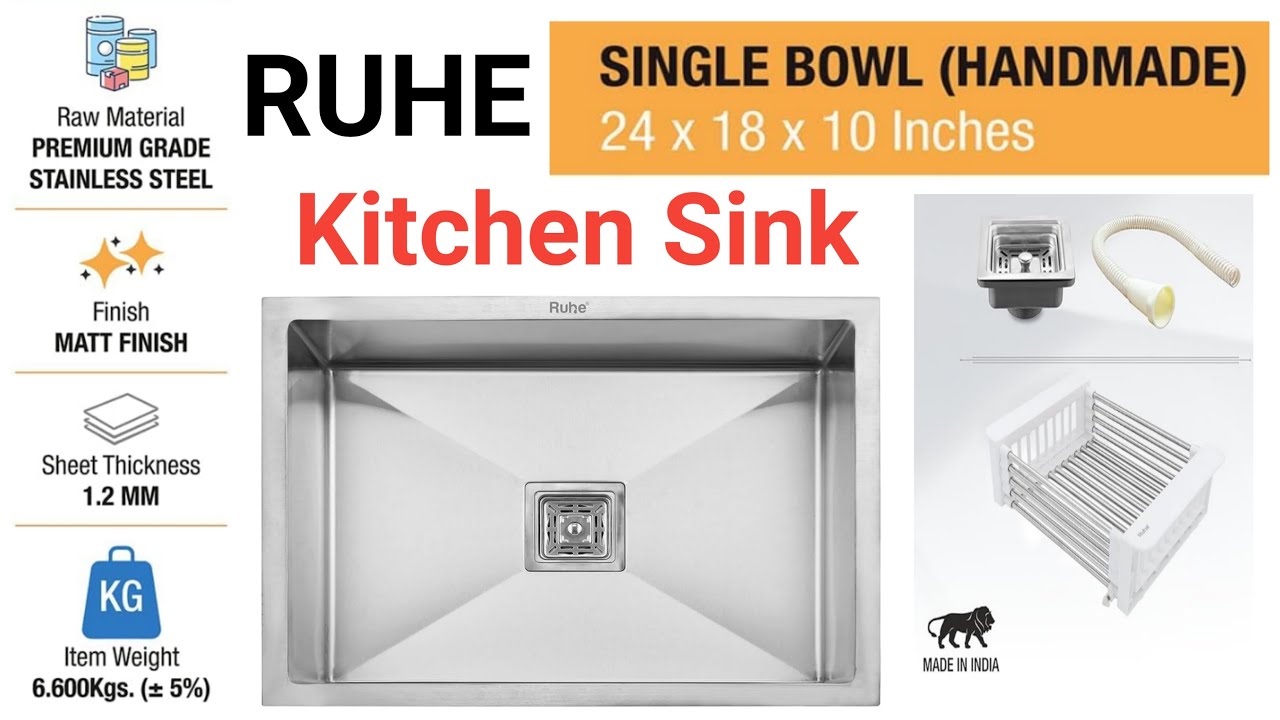 Handmade Kitchen Sink 24x18x10 Inches | Ruhe