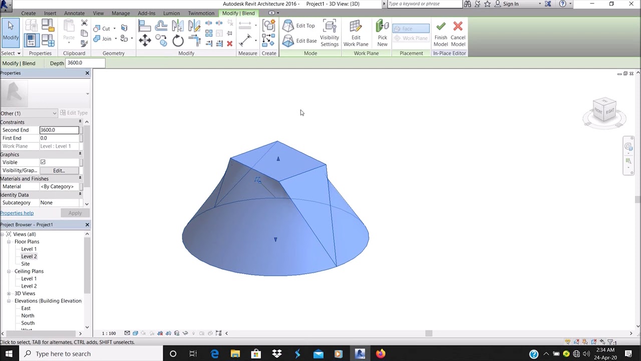 How to Model Solid Blend and Solid Swept Blend in Revit