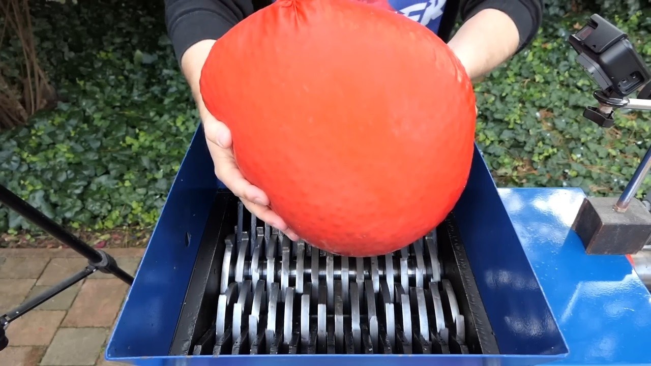 Giant balloon with jelly ball vs Shredder | crushing metal | Satisfying ASMR video!