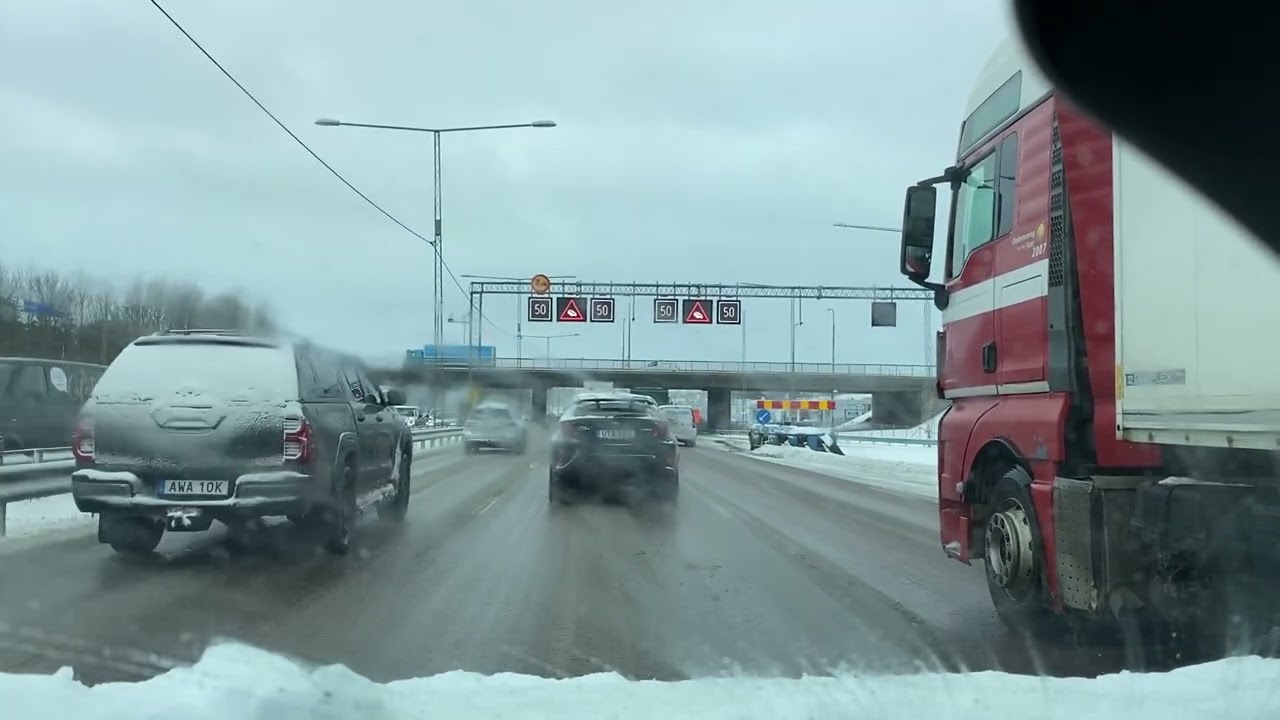 Vinterväglag körning Älvsjö till Vårberg 2023-03-30 | Winter road driving in Stockholm Sweden