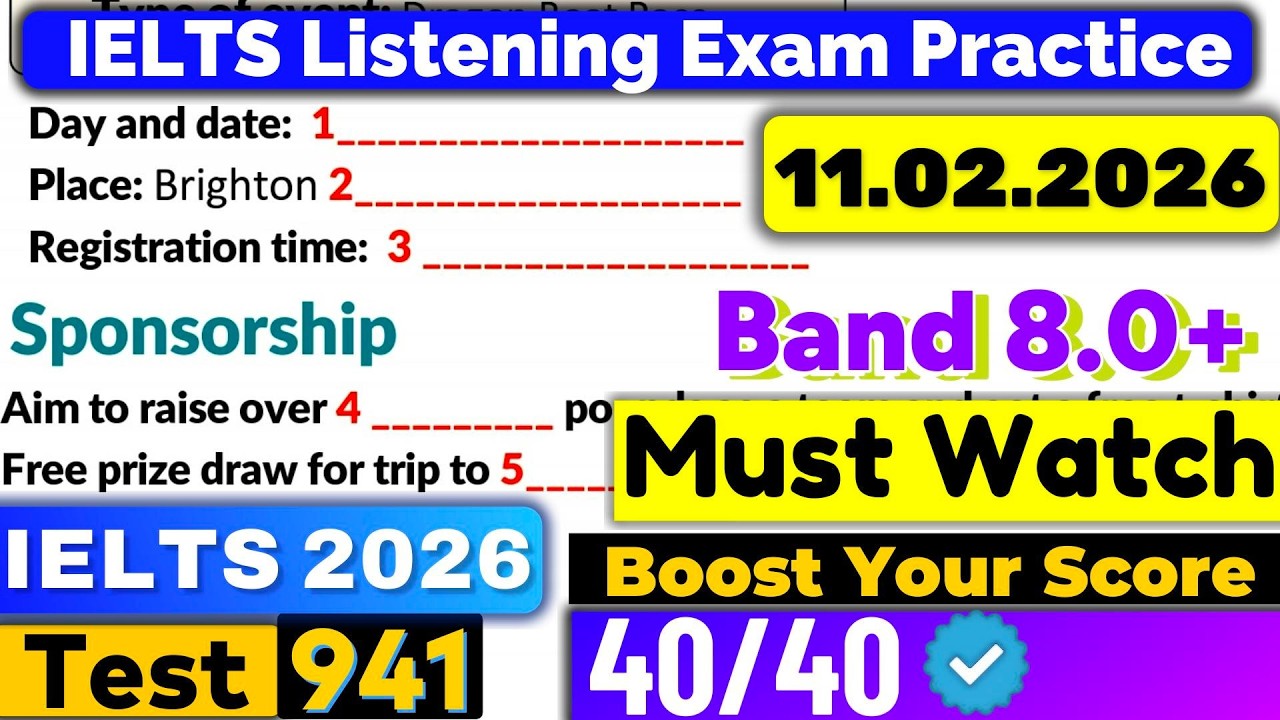 IELTS Listening Practice Test 2026 with Answers | Recent Exam - 11.02.2026