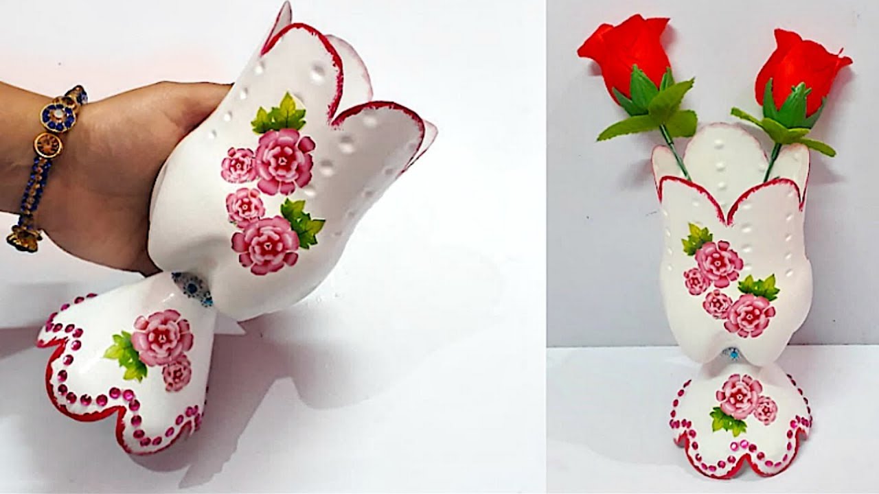 DIY: flower vase from plastic bottle at home |Best out of waste Flower vase/guldasta