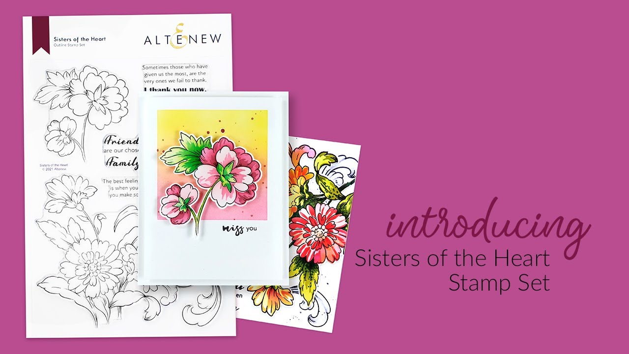 Beautiful Floral Outline Stamps for Card Making with Sisters of the Heart Stamp Set